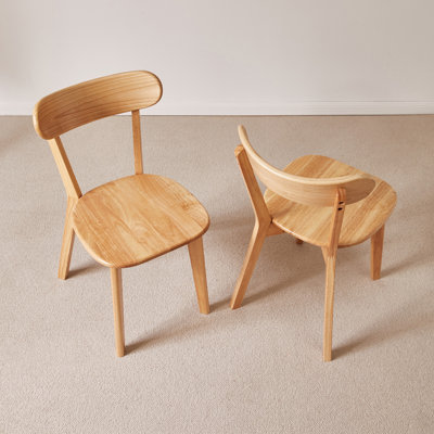 2 Pack Solid Rubberwood Dining Chairs
