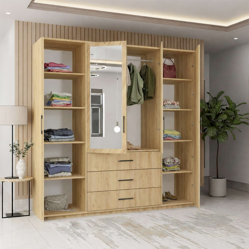 4 Door Manufactured Wood Wardrobe, Artisan