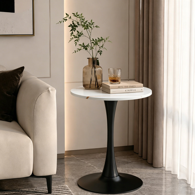 Petite table de salle à manger ronde Table de cuisine Table bistro Table cocktail Table tulipe Table bistro, White/Black