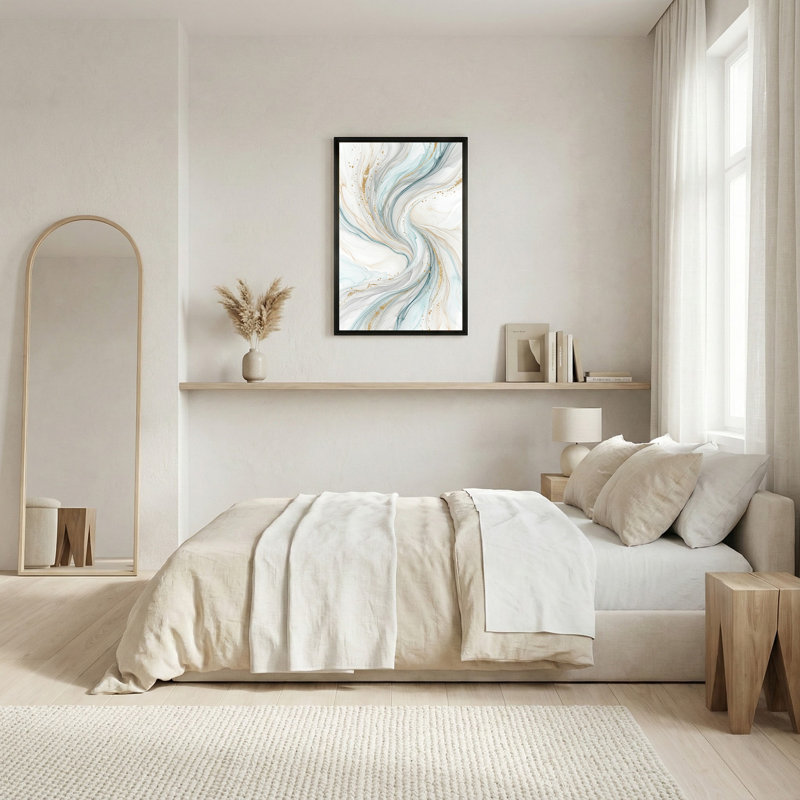 Toile abstraite sarcelle et or, 24"H x 16"W