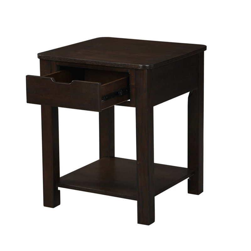 Wooden End Table With Hidden Compartment