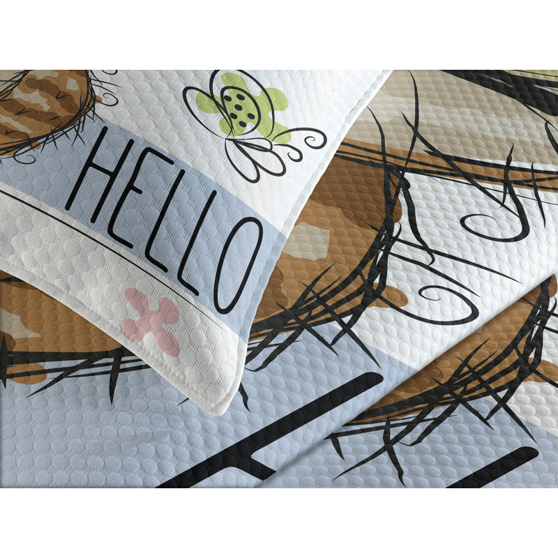 Ambesonne Owls Bedspread Cartoon, King Bedspread + 2 Standard Shams