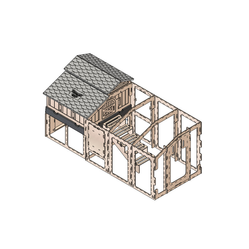 Spacious Beige and Black Plastic Chicken Coop Run