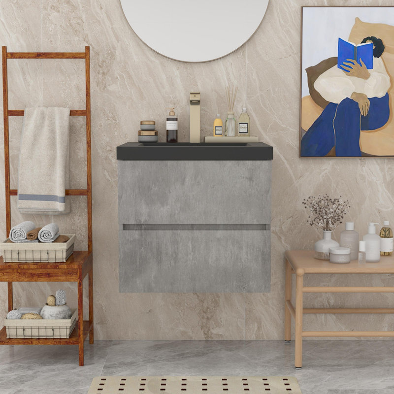 Meuble-lavabo de salle de bain avec lavabo en résine