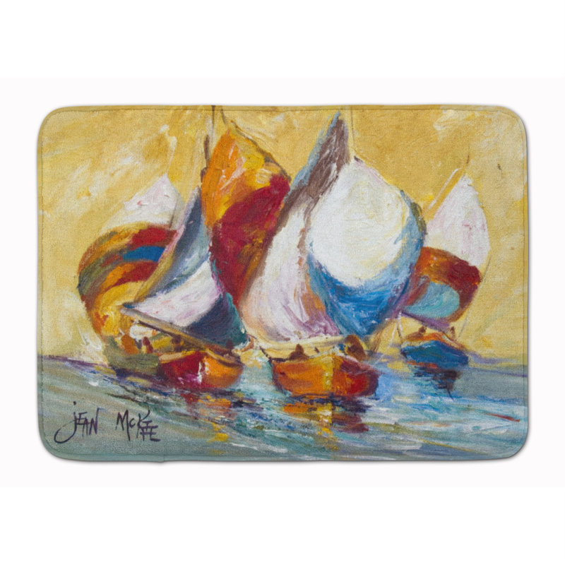 Tapis pour salle de bain en mousse à mémoire de forme bateau course Burnham