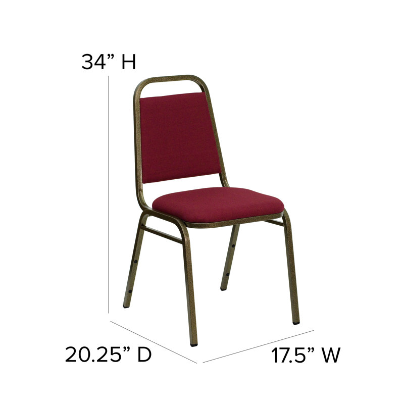 Burgundy Fabric and Gold Steel Stacking Banquet Chair