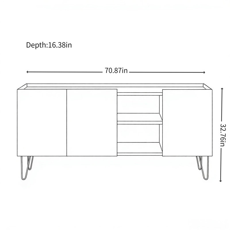 Meuble télé italien avec rangement minimaliste, Noir