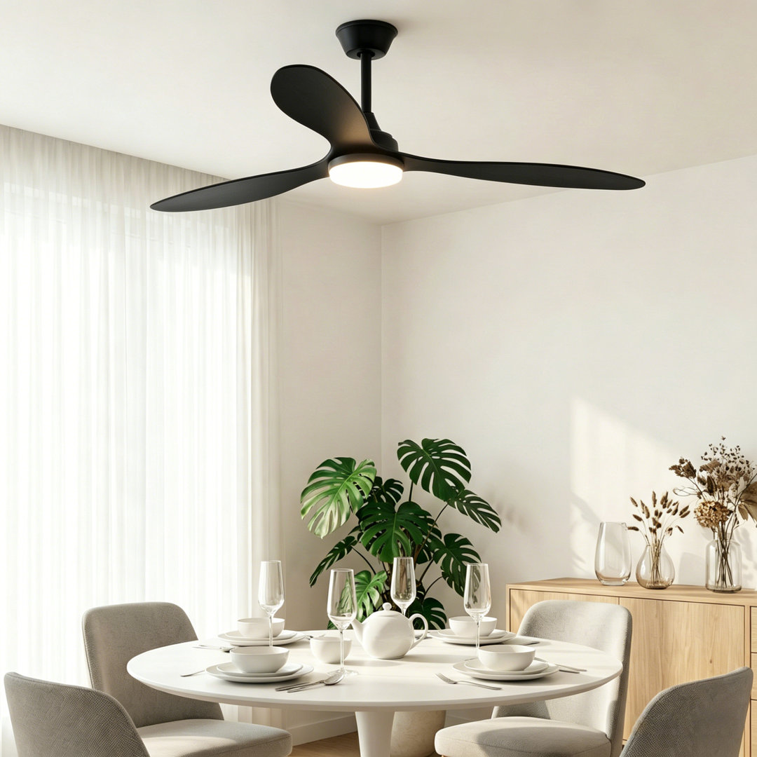 42" Pendant Ceiling Fan with Light Remote Quiet DC Motor Dimmable Black