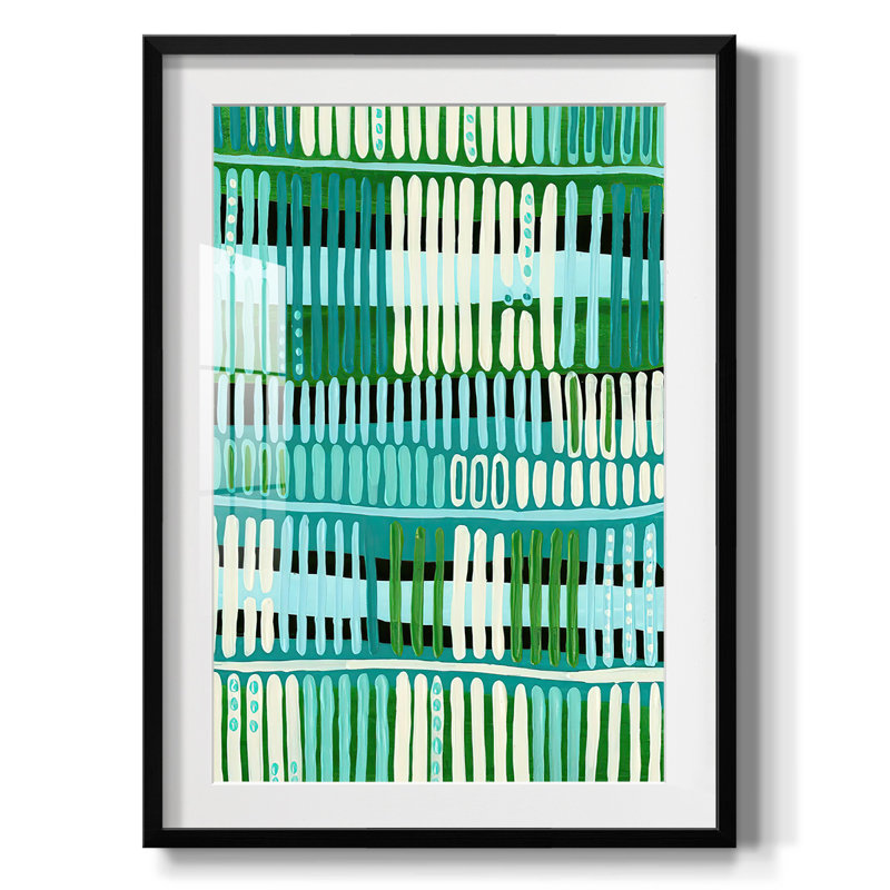 Teal Pattern I -Framed Print, 28.5" H x 20.5" W, Black
