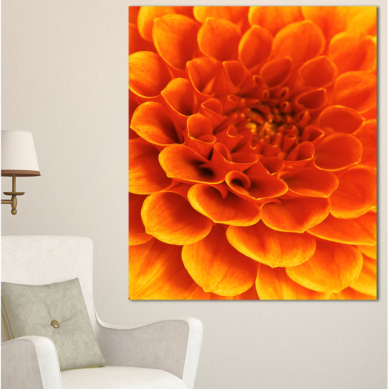 " Orange Abstract Flower And Petals ", 32" H x 16" W x 1" D