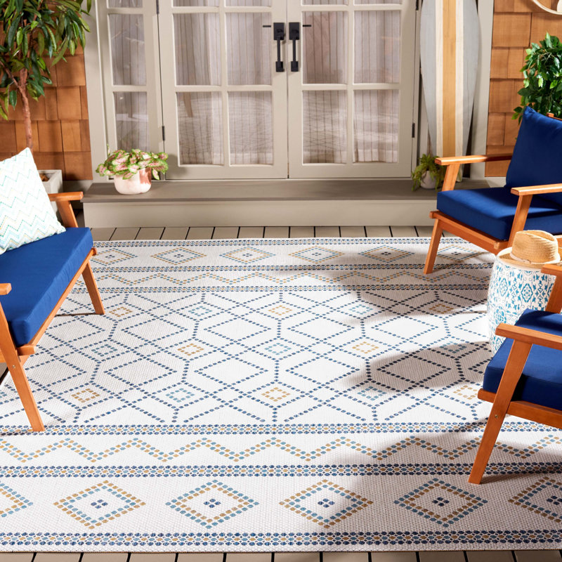 Tapis d'intérieur / extérieur à motif géométrique Badagliacca, Rectangle 8 pi x 10 pi