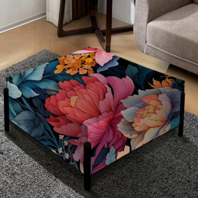 Motif botanique tropical aquarelle - grand repose-pieds carré floral