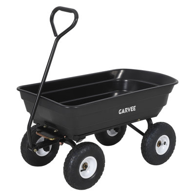 272 kg Heavy-Duty Poly Garden Dump Cart with Pneumatic Tyres and Quick-Release Bed for Lawn and Yard Work