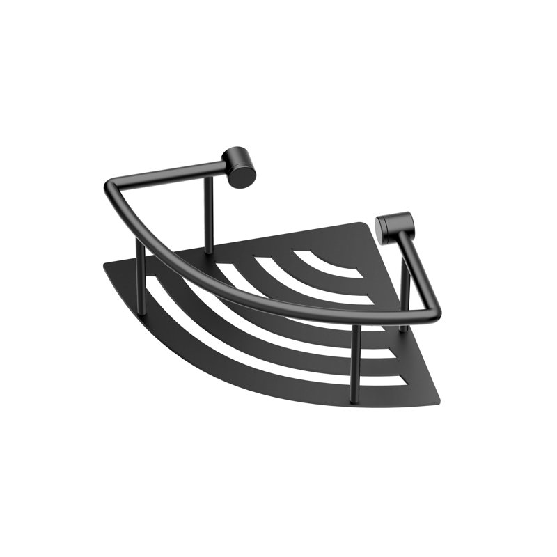 Elegant Stainless Steel Corner Shower Baskets | Wall Mount Shower Shelf, 2.7" H x 8.4" W x 5.9" D, Matte Black