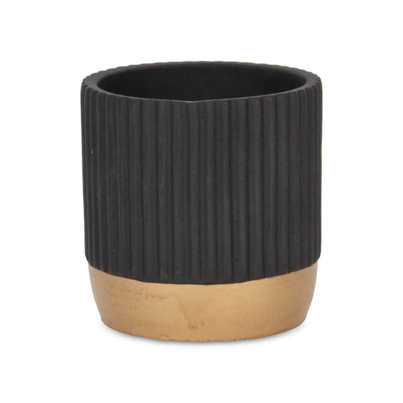 Savel Handmade Ceramic Pot Planter, Black, 5.5" x 5.25" x 5.25"