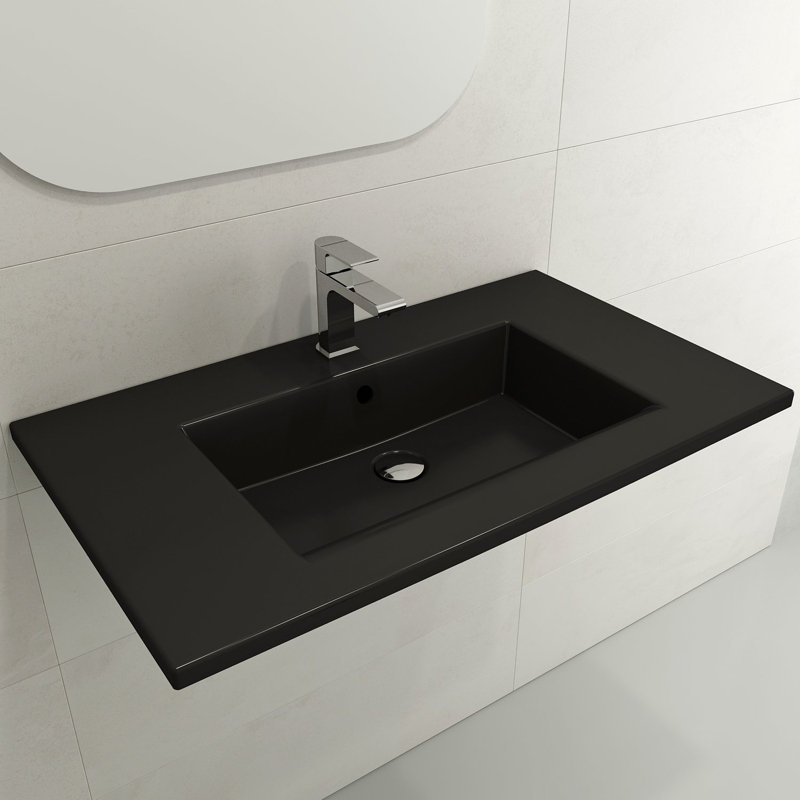 Ravenna 19.7 in. L Bathroom Sink, Matte Black, Single-Hole