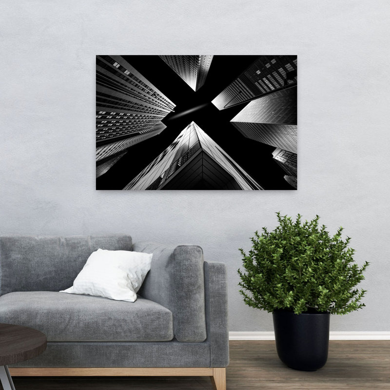 Abstrait, architecture contemporaine, art mural ville, H 32 po x l 48 po