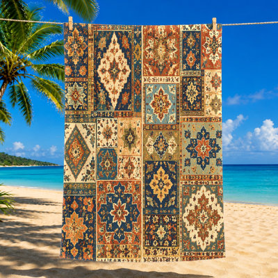 1 serviette de plage de style marocain rétro, grande microfibre absorbante pour, voyage, camping, pique-nique, décoration intérieure