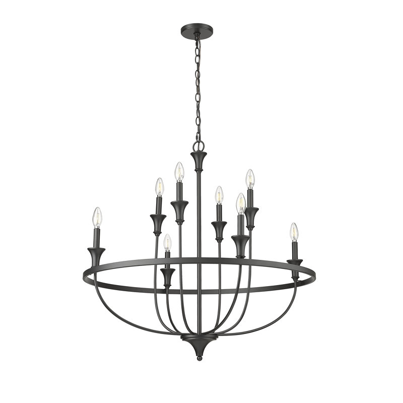 Lustre à 8 lumières de 34 po de largeur Emery, Noir mat