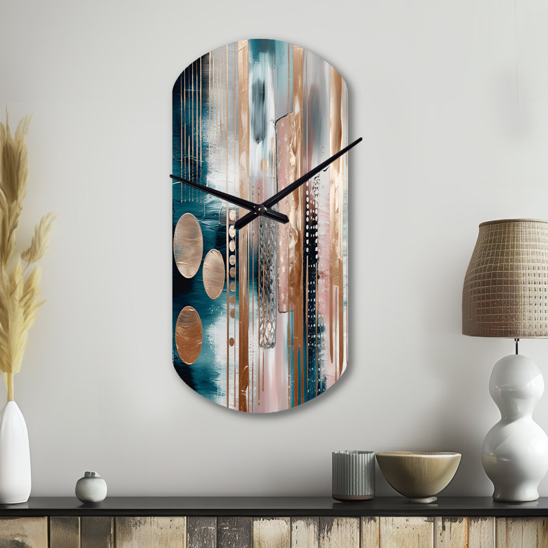 Horloge murale en métal rose, Grand