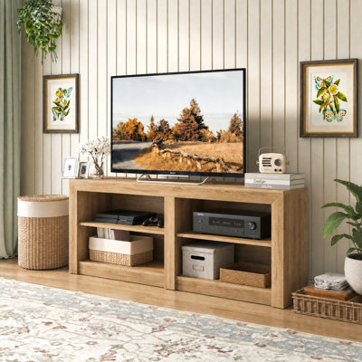 59" Farmhouse TV Stand, TV Console Table with Open Storage, Fits 50, 55, 65 Inch TVs for Living Room and Bedroom