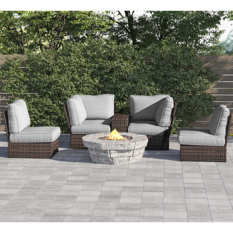 Widener Fully Assembled 4 - Person Seating Group with Cushions |Ready-to-Enjoy Outdoor Seating
