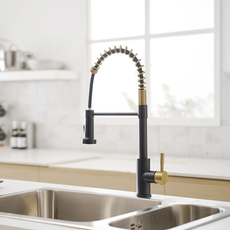 GAWEZA Kitchen Faucet, Black/Gold