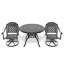 Ensemble de salle à manger 3 pièces en aluminium coulé toutes saisons comprenant 2 chaises pivotantes et une table ronde de 39,37 po avec cadre
