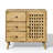 Vintage Wooden Storage Cabinet With Basket Weave Wooden Door & 3 Drawers