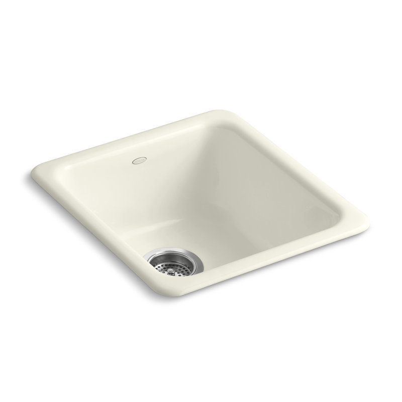 IronTones 17" L x 18-3/4" W x 8-1/4" Top-Mount/Under-Mount Single-Bowl Kitchen Sink, Biscuit