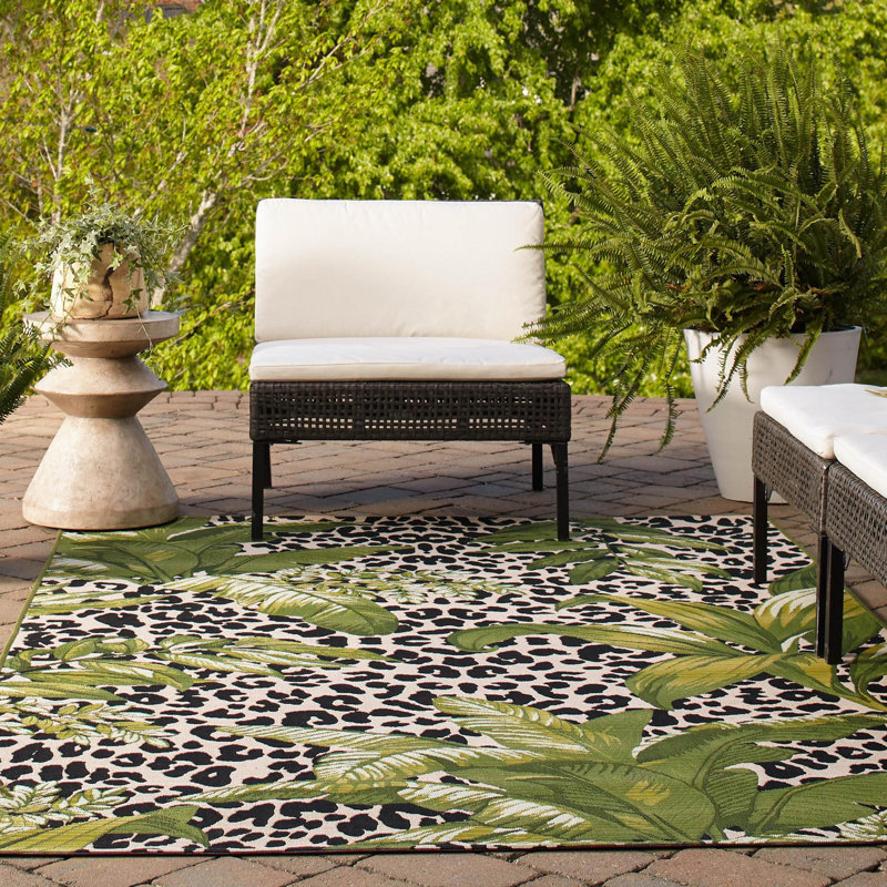 Tapis d'extérieur moderne Asuna, Rectangle 10 pi x 13 pi 1 po