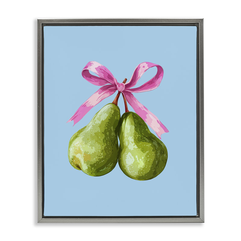Poires jumelles avec cadre flottant à ruban, design par Imagine It Images, H 31 po x l 25 po, Cadre flottant gris lustré