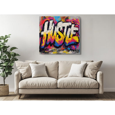 «Modern Hustle Graffiti Street Art», impression sur toile multicolore de motivation pour bureau