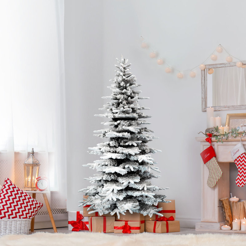 6.5-Ft White Flocked Artificial Christmas Tree with Stand
