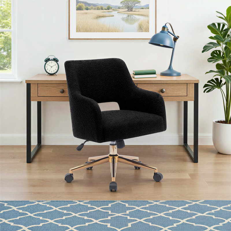 Chaise de bureau roulante rembourrée H 33 po, Noir
