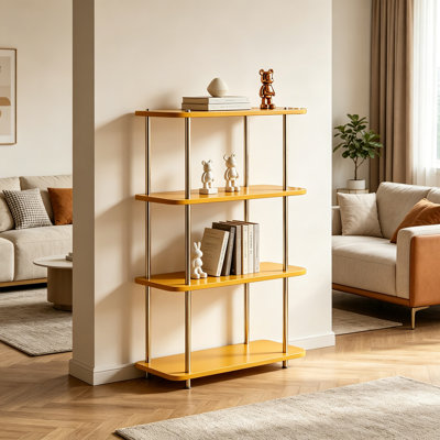 Étagère de rangement jaune à quatre niveaux