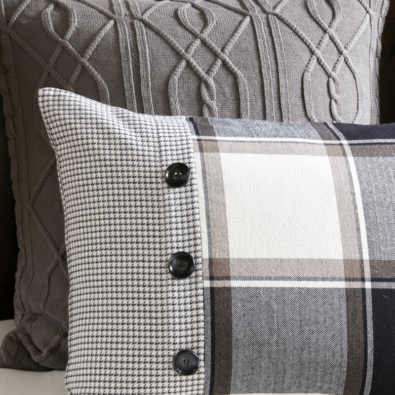 Ensemble d'édredon en jacquard de coton Urban Cabin, Édredon grand + 7 articles supplémentaires, Gris