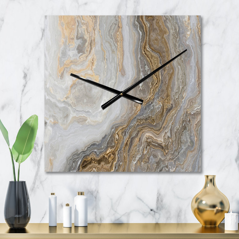 Abstract Square Metal Wall Clock, Medium