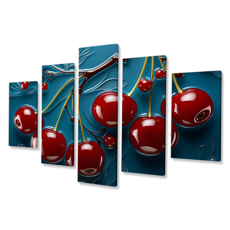  'Red Cherry Tree Explosion I - Cherry Multipanel Wall Art Canvas