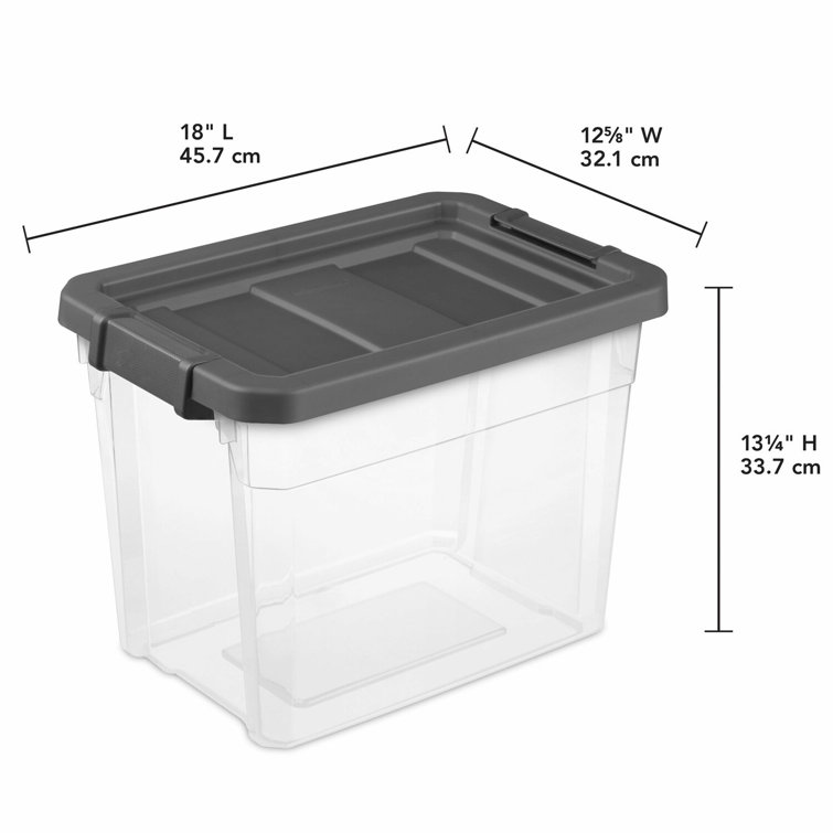 Transparent Storage Box with Lid Latching Modular Stackable Storage Bins  Large