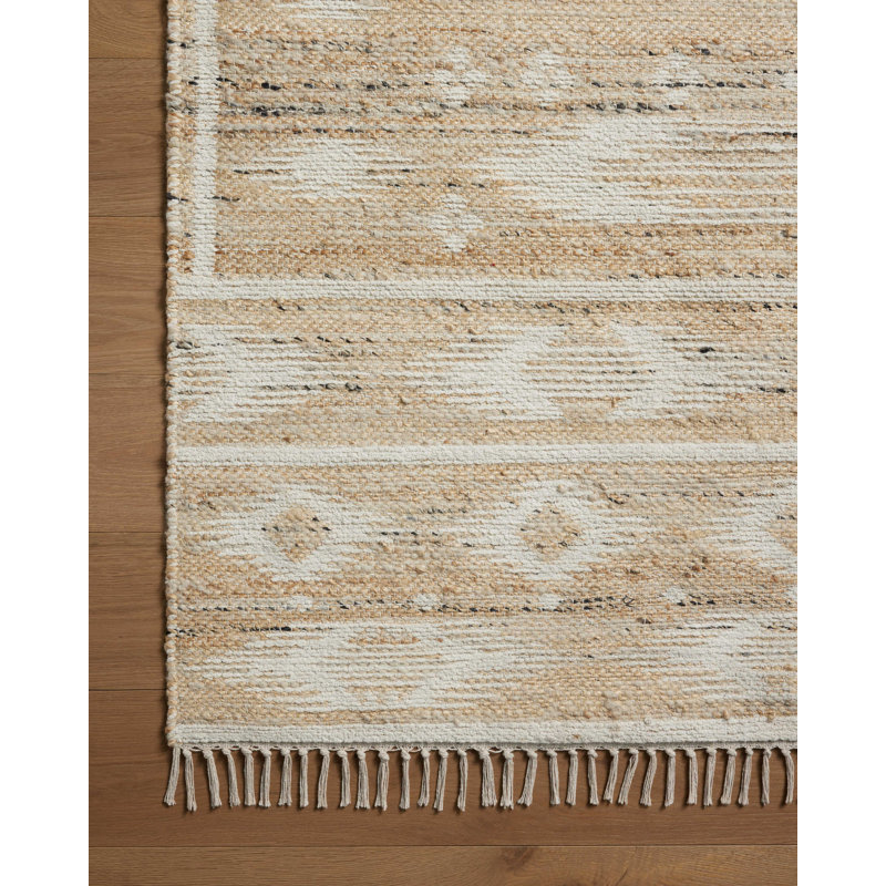 Angela Rose x Loloi Reversible Rivers Natural / Ivory Area Rug, Rectangle 9'3" x 13'