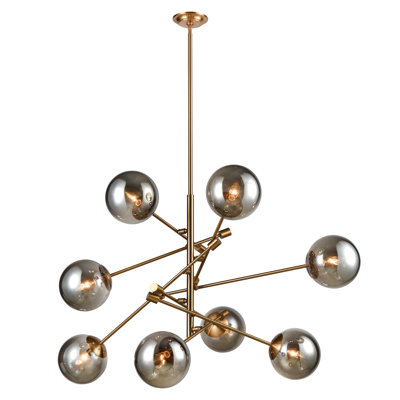 Lustre à 8 lumières de 34 po de largeur Accelerated retours - Laiton vieilli