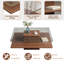 Table basse moderne carrée avec plateau en verre trempé transparent et tablette de rangement-1865608529