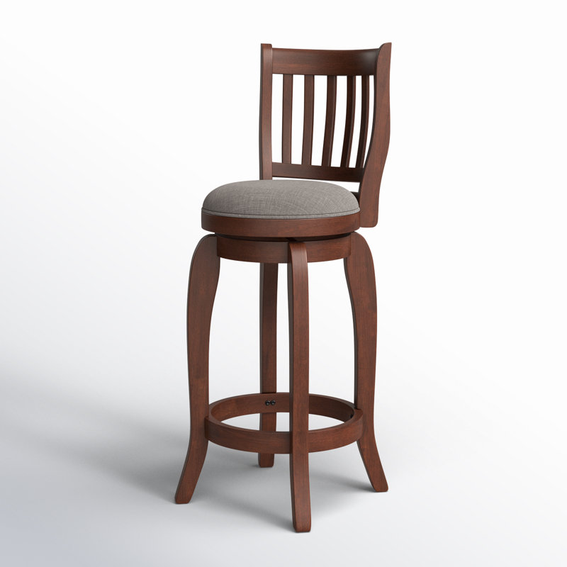 Morgan Swivel Upholstered Counter Stool with Solid Wood Frame, Gray Linen, Bar Stool (29” Seat Height)