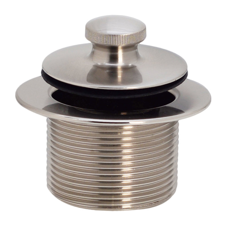 14" Brass Twist & Close Bathtub Leg Drain Assembly with 2-Hole Overflow, Satin Nickel