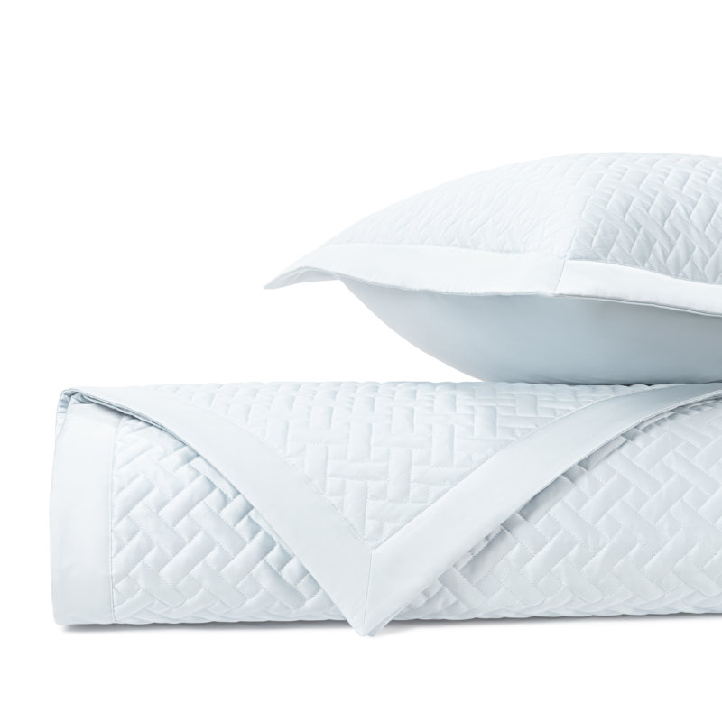 Basketweave Quilted Sateen Coverlet Set, White, Queen Quilt + 2 Euro Shams