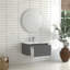 Meuble-lavabo flottant gris de 30 po avec lavabo en céramique blanc, poignée angulaire à 45 po pour poignée, tiroir à fermeture en douceur, contreplaqué imperméable, rangement organisé, conception américaine, installation murale rapide-806211243