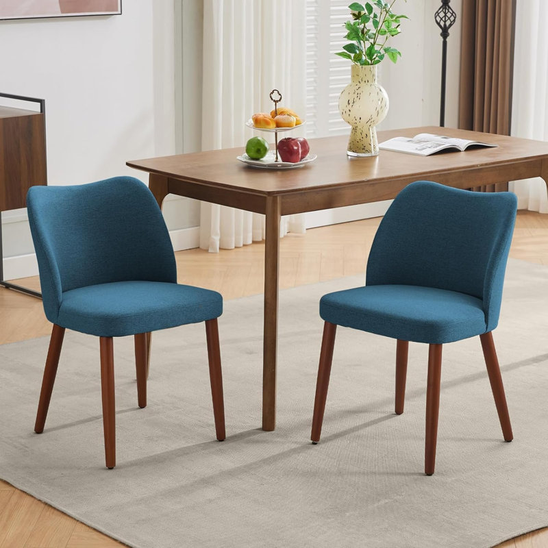 Dining Chair Set, Modern Upholstered Linen Armless Wingback Chair with Solid Wood Legs, Thick Cushion, for Dining Living Room Kitchen Office