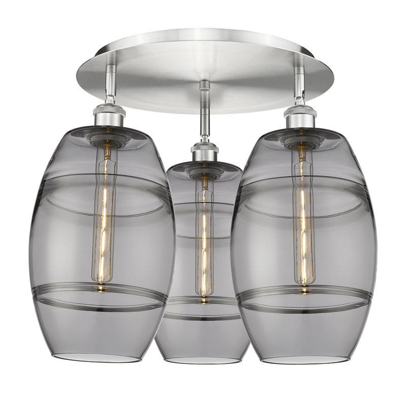 Plafonnier encastré Dundrod, Gris fumée clair, H 10,88 po x l 19,75 po x P 19,75 po, Nickel satiné