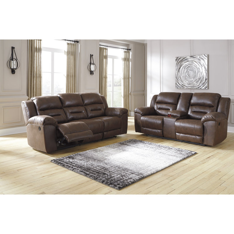 Canapé, causeuse et fauteuil inclinable Stoneland, Brun